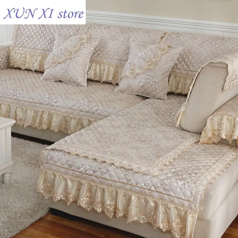 New Sofa Covers for Living Room Sectional Slipcover Luxury Lace Decor Corner Sofa Cover Towel Home Furniture Protector Case