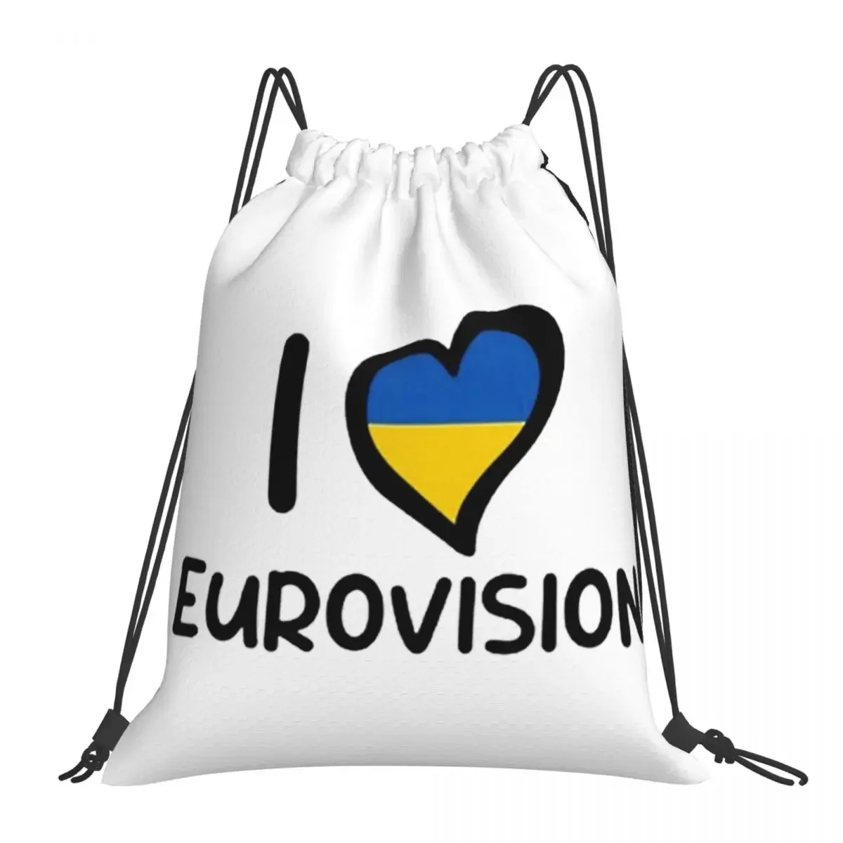 Love Eurovision Inspired Design Backpacks Drawstring Bags Drawstring Bundle Pocket Sports Bag BookBag For Man Woman School