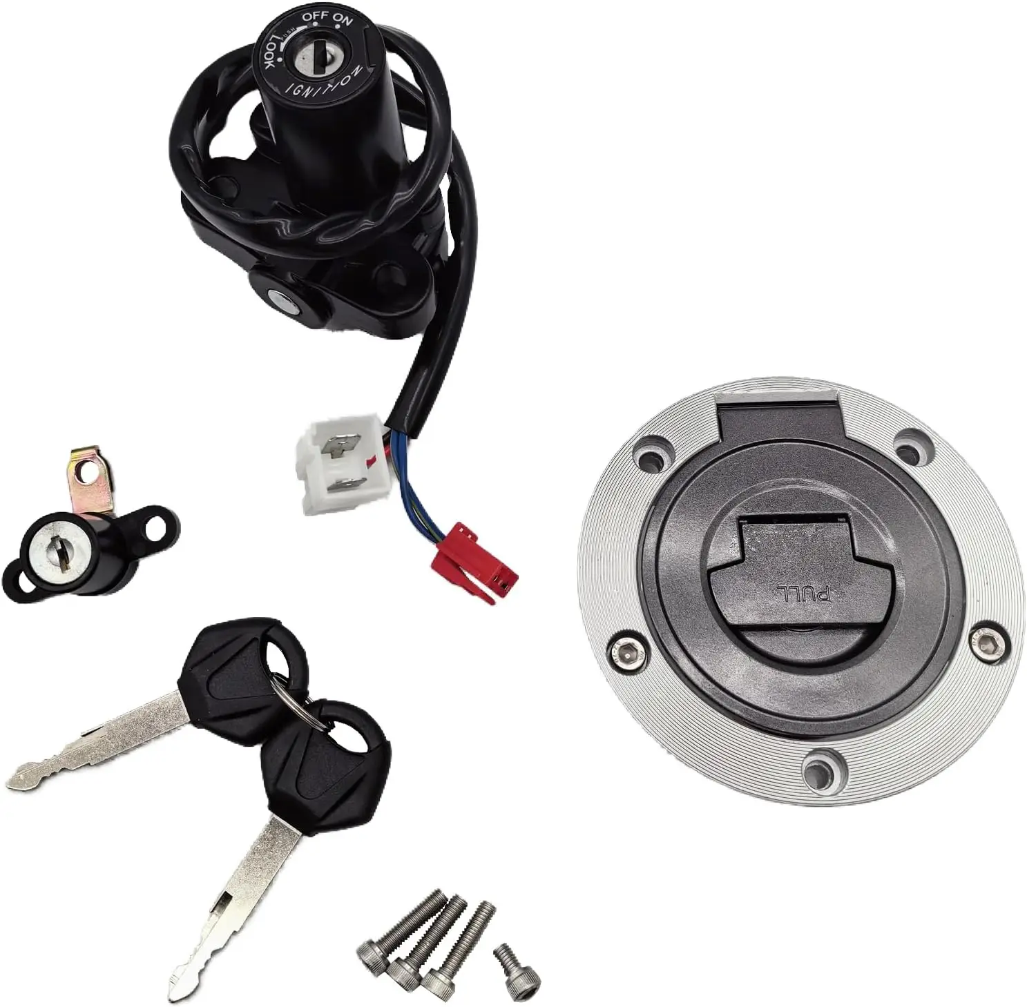 Ignition Switch Seat Lock Gas Fuel Tank Cap Cover with Key Set Fit for Yamaha YZF R1 R6 FZ6 FZ09 FZ6R