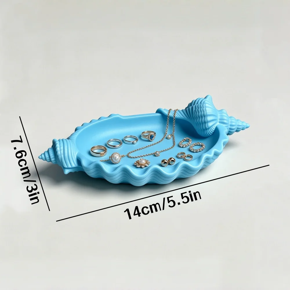 Conch Shell Jewelry Tray – Ocean-themed Jewelry Tray, Storage Tray for Rings, Earrings, and Necklaces, Women’s Jewelry Display