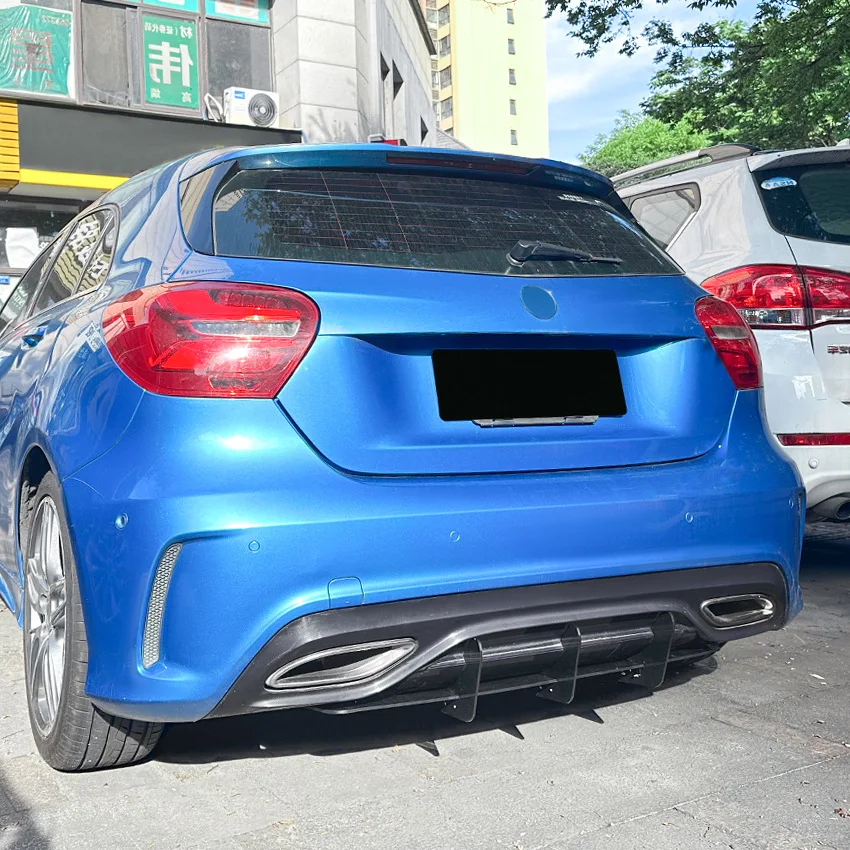 

For Mercedes-Benz A Class W176 AMG Line 2016-2018 Rear Diffuser Lip Spoiler Kit Gloss Black