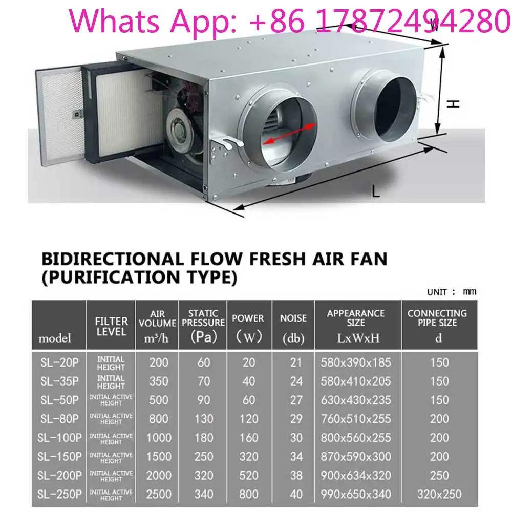 Commercial Flow Air Purifier Fresh Air System Silent Centrifugal Ventilator Air Fan