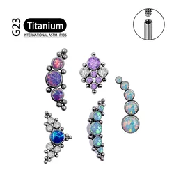 Titanium G23 Zircon Opal CZ Labret Internally Threaded Earring Helix Tragus Cartilage Prevent-allergies Ear Piercing Jewelry