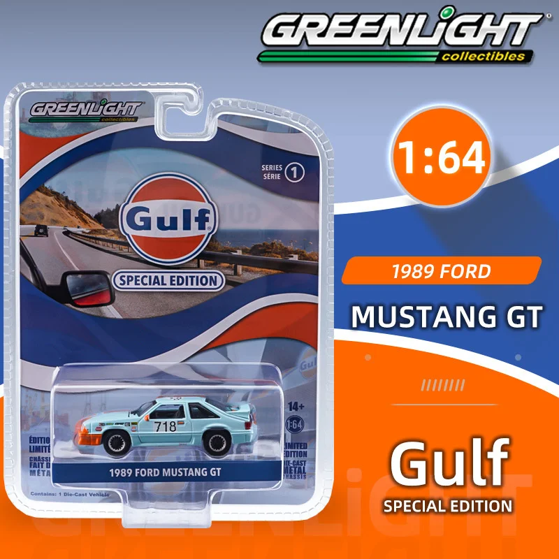 Greenlight Cars Toys 1/64 Ford Shellby Mustang GULF Jointly Alloy Toy Car Model Diecast Mini Scale Vehicle Toys For Boy Gift