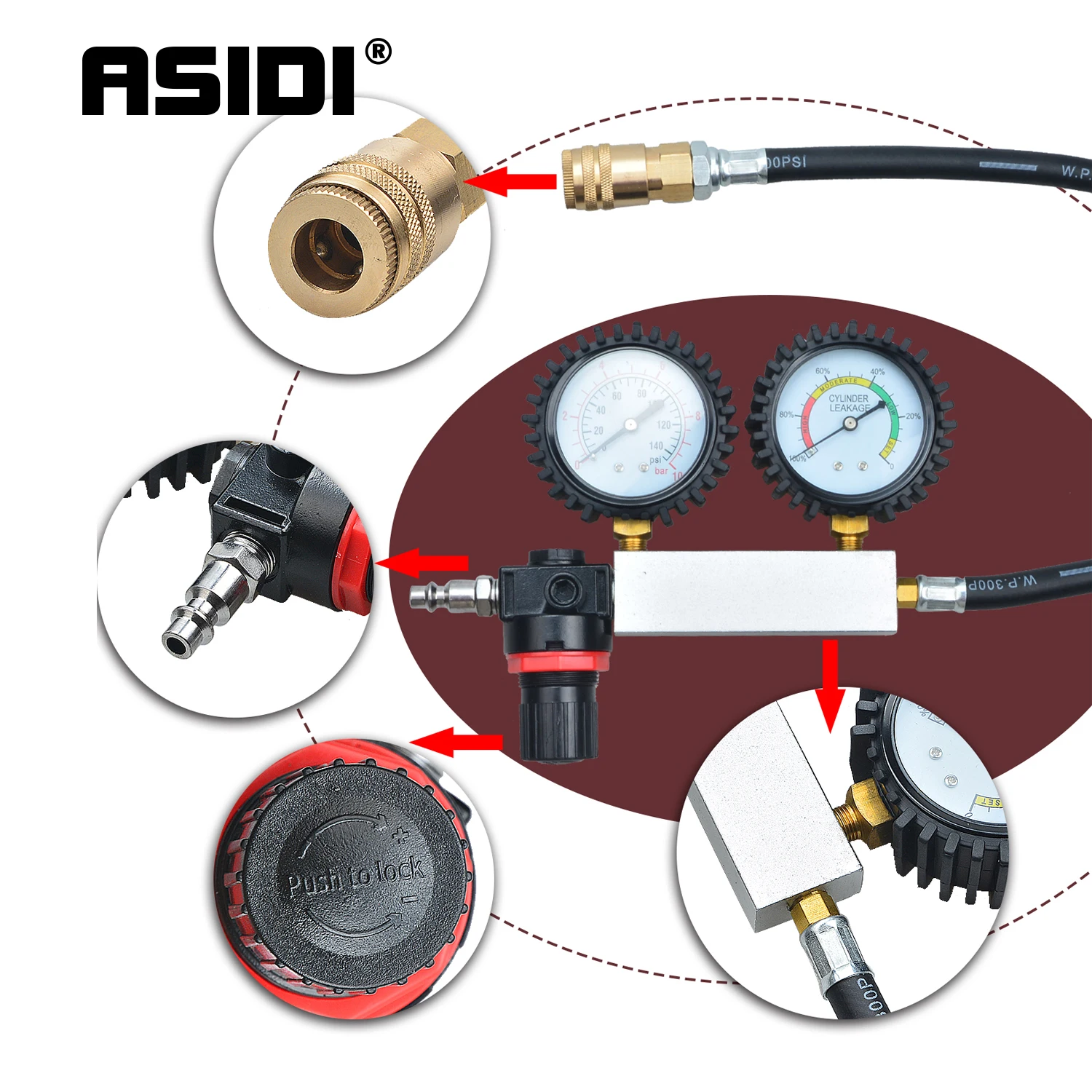 Cylinder Leak Down Tester Compression Tester With Case Test More Accurately