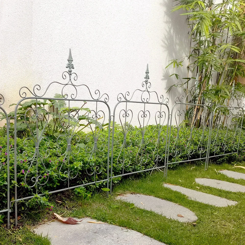 Recinzione decorativa da giardino Barriera per animali da recinzione per cani in metallo antiruggine per esterni, bordo del pannello per recinzione da giardino