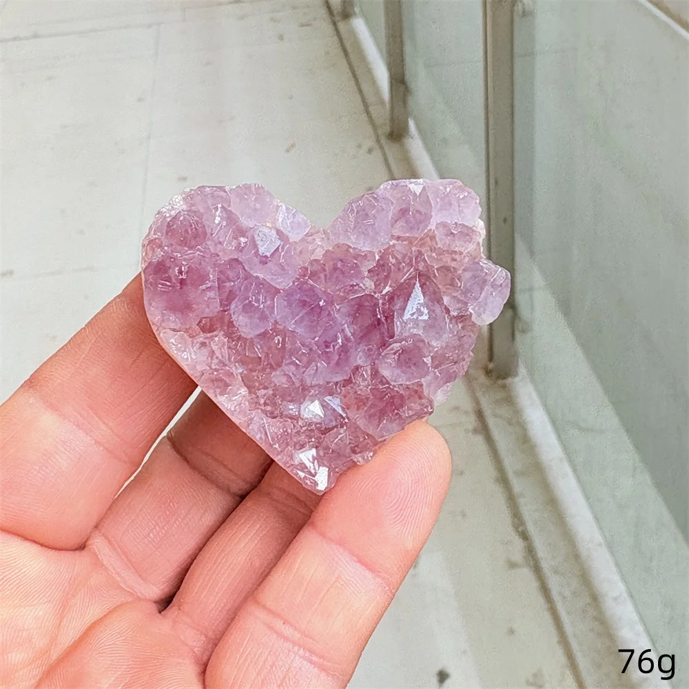 1PC Natural Purple Amethyst Cluster Heart Shape Rough Geode Crystal Healing Stone Home Decoration Gemstone Gift