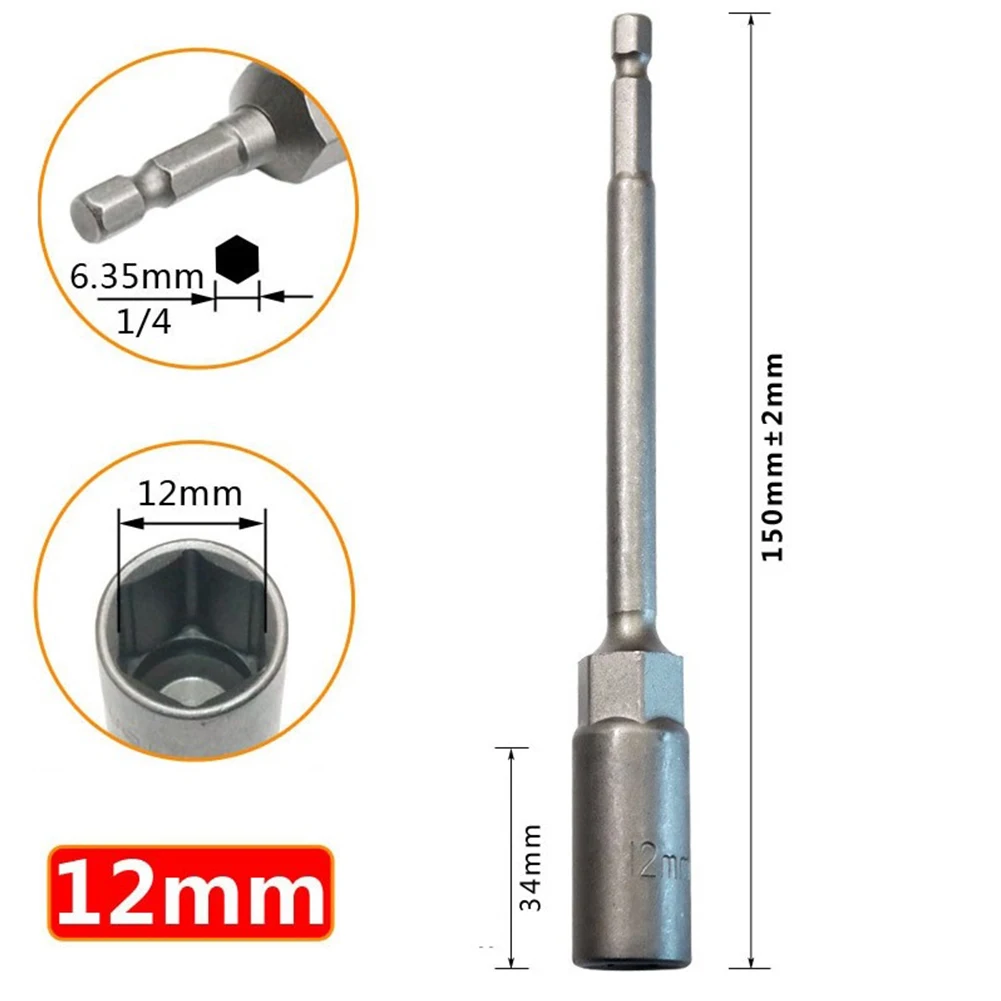 1PC 150mm Hexagon Nut Driver Drill Bit Adapter Socket Wrench Extension Sleeve-Nozzles Adapter For Pneumatic Electric Screwdriver