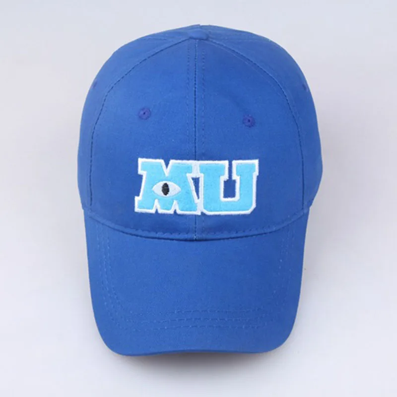 Monsters University Sullivan Sulley Mike MU Letters Embroidery Fashion Charm Baseball Cap Blue Caps Sun Protect Cosplay Hats New