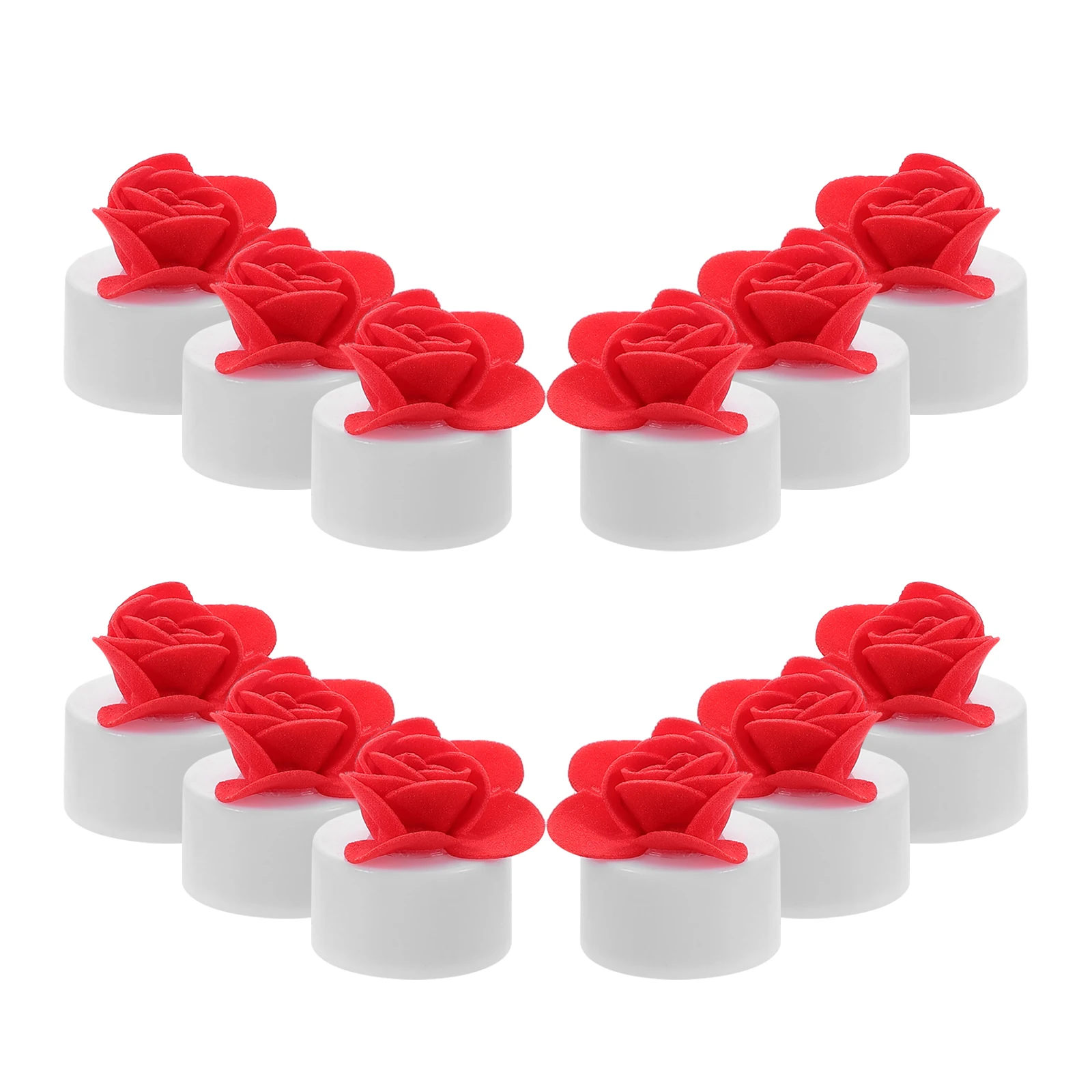 

12Pcs Rose LED Lights Flameless Operated Romantic Wedding Decoration Valentines Day Tea Lights Candles