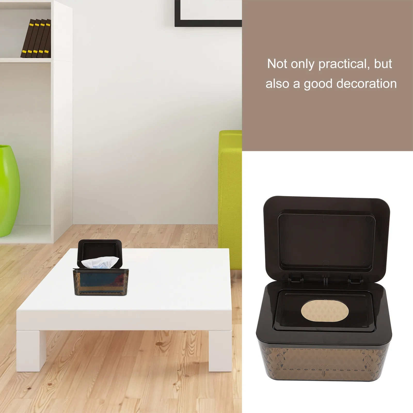 

1 шт. Простая коробка для салфеток с крышкой, ударопрочная, с нескользящими ножками, удобное хранение влажных салфеток для ванной, спальни, столовой