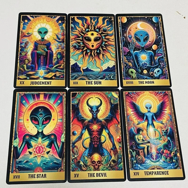 Alien Tarot Deck 78 Cards Psychedelic Space Themed Tarot Cards Board Games