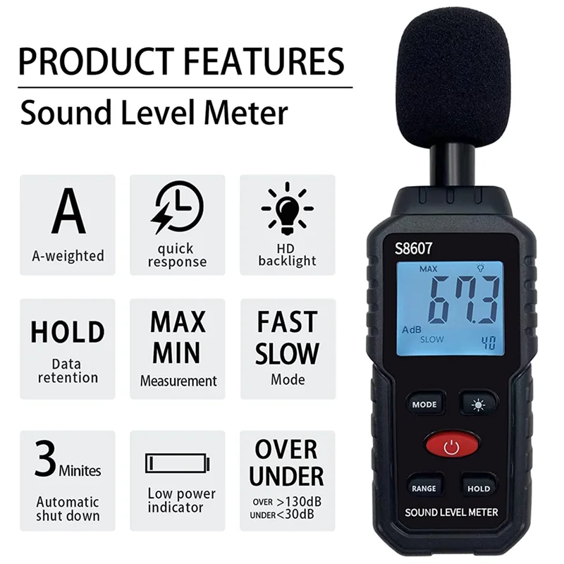 Tools Digital Sound Level Meter,Sound Meter For Classroom Home Street,30-130DBA DB Meter to Measure Noise,Noise Decibel Reader