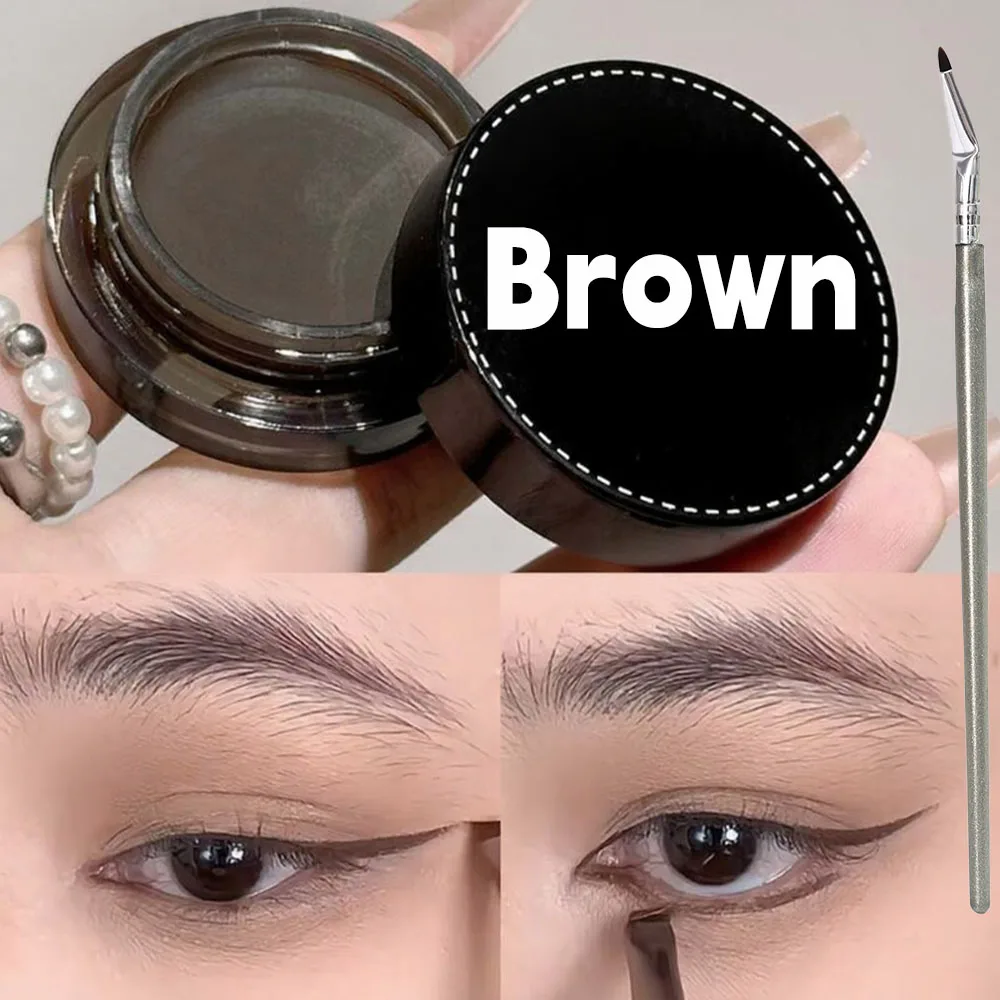 

Black/Brown Eyeliner Gel Cream with Brush Waterproof Lasting Non Smudging Natural Matte Easy Wear Eyeliner Eyebrow Korean Makeup