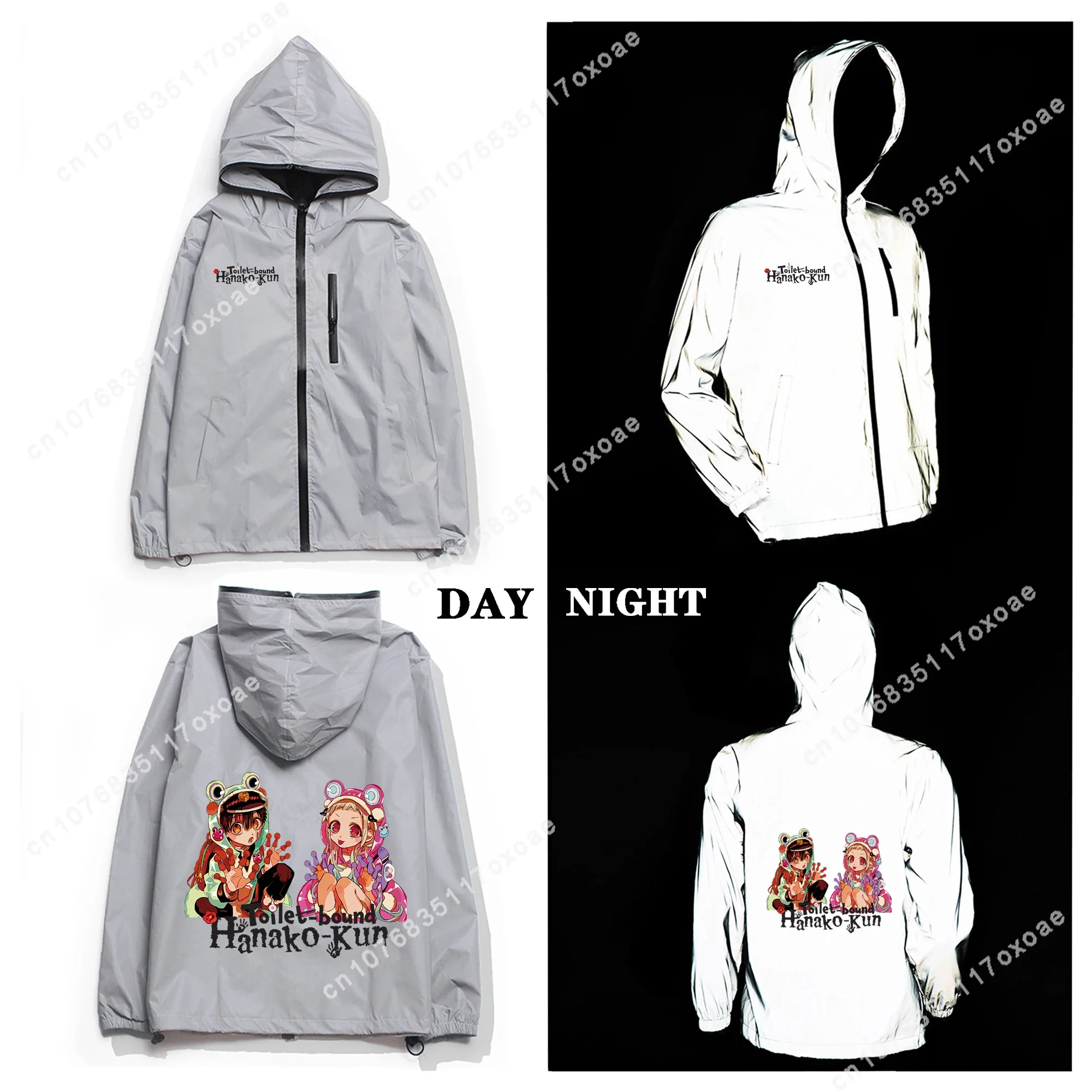 

Toilet Bound Hanako Kun Reflective Jacket Mens Womens Coat Hooded Windbreaker Pocket Jackets Anime Cartoon Customization Hoodie