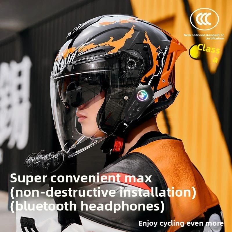 Picture 5: Electric Motorcycle Helmet Dual Visor Bluetooth Men Women 4 Seasons Scooter Safety Cap