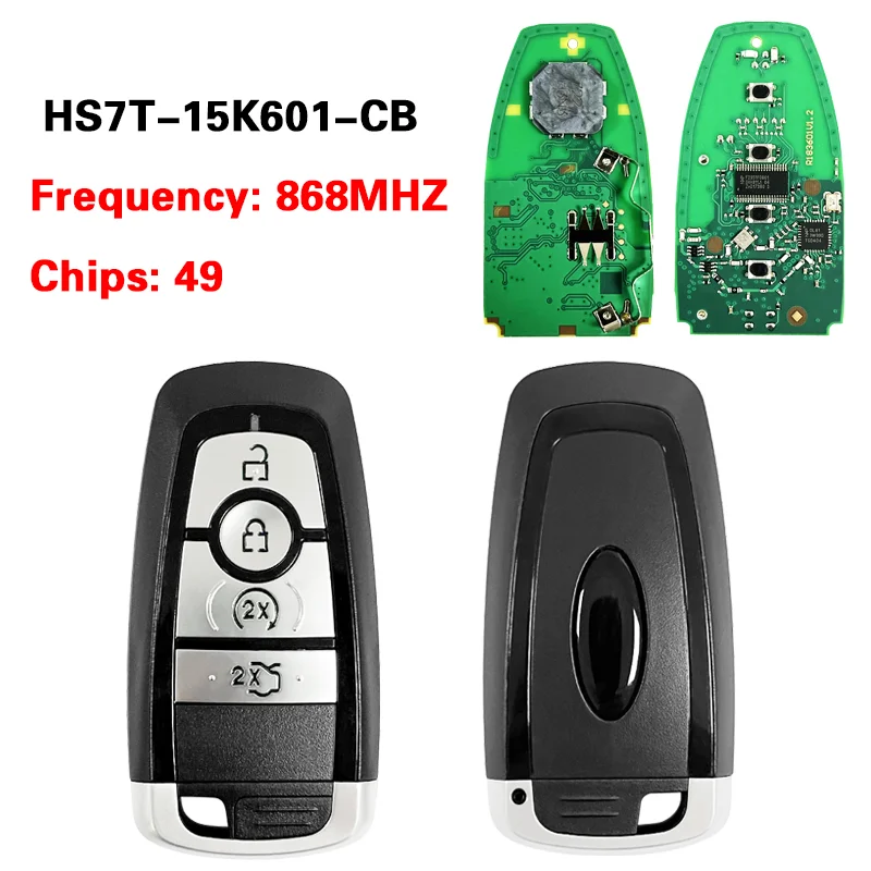 

CN018071 Aftermarket P/N HS7T-15K601-CB/A2C93142400 Умный дистанционный ключ 868 МГц для Ford Fusio 2017 Keyless Go ID49 Чип