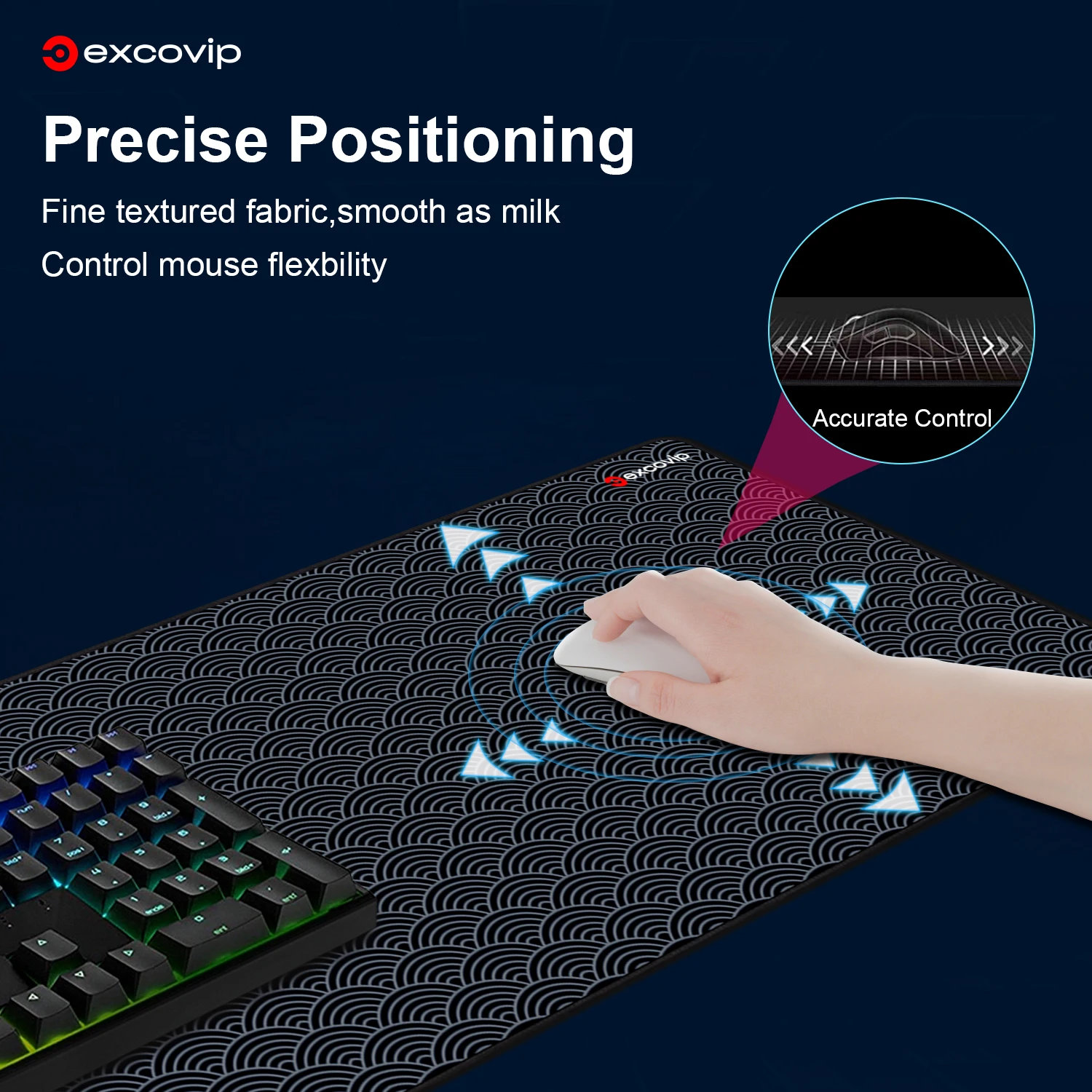 EXCO Gaming Mouse Pad Large Extended Computer Desk Mat Keyboard Mousepad with Stitched Edge Non-Slip Rubber Base for Home Office