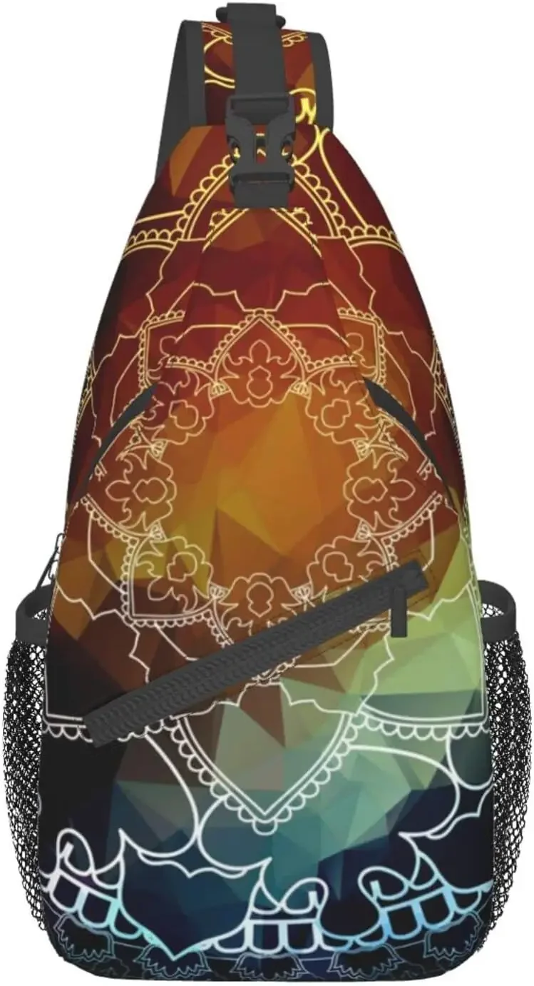 

Mandala Flower Sling Bag Crossbody Sling Backpack Flower Shoulder Chest Bag Travel Hiking Daypack for Women Men