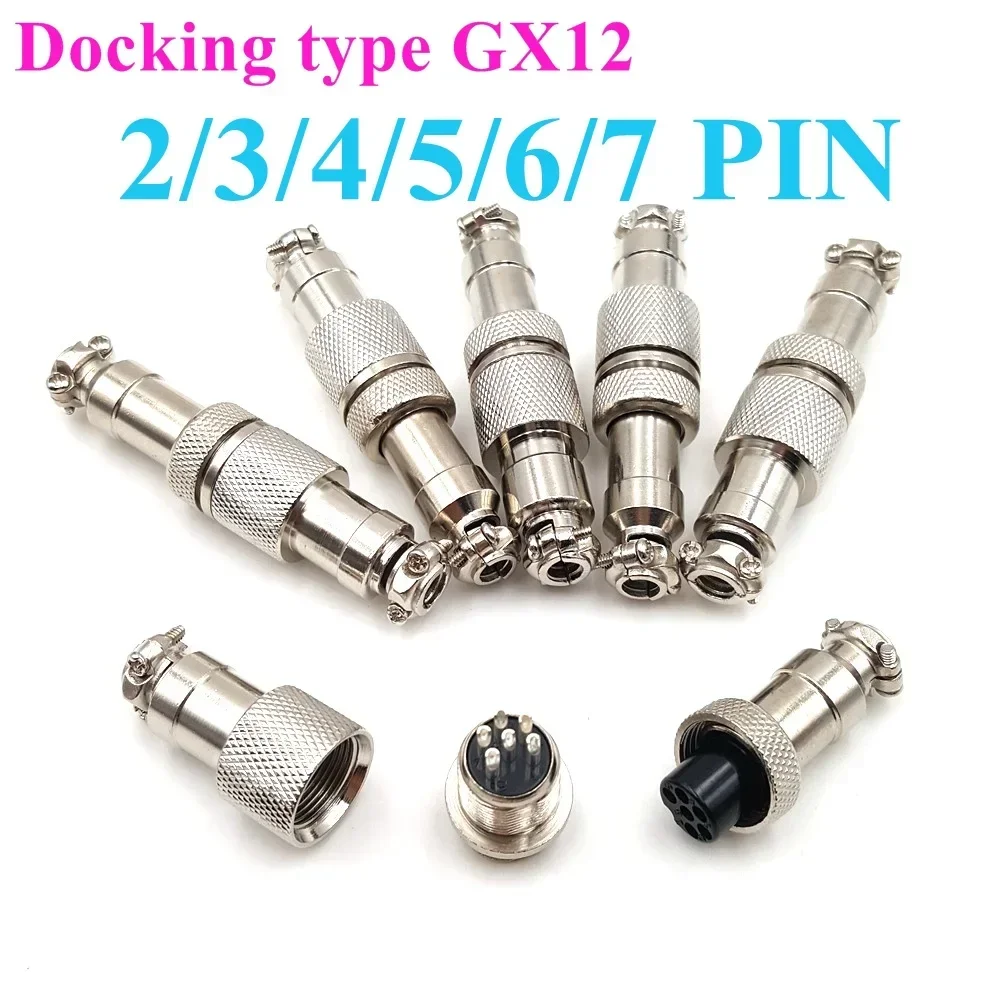 1set Pair GX12 2/3/4/5/6/7 Pin Male Female Panel Connector Socket Plug Aviation Circular 12mm Wire  Metal M12 Aviation Connector