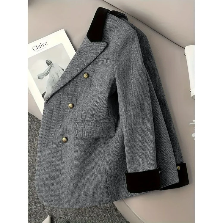 Gray Professional Women's Suit Jacket 2026 Autumn New Fashion Commuter Versatile Polyester Fiber Top Quality Elegant Outerwear