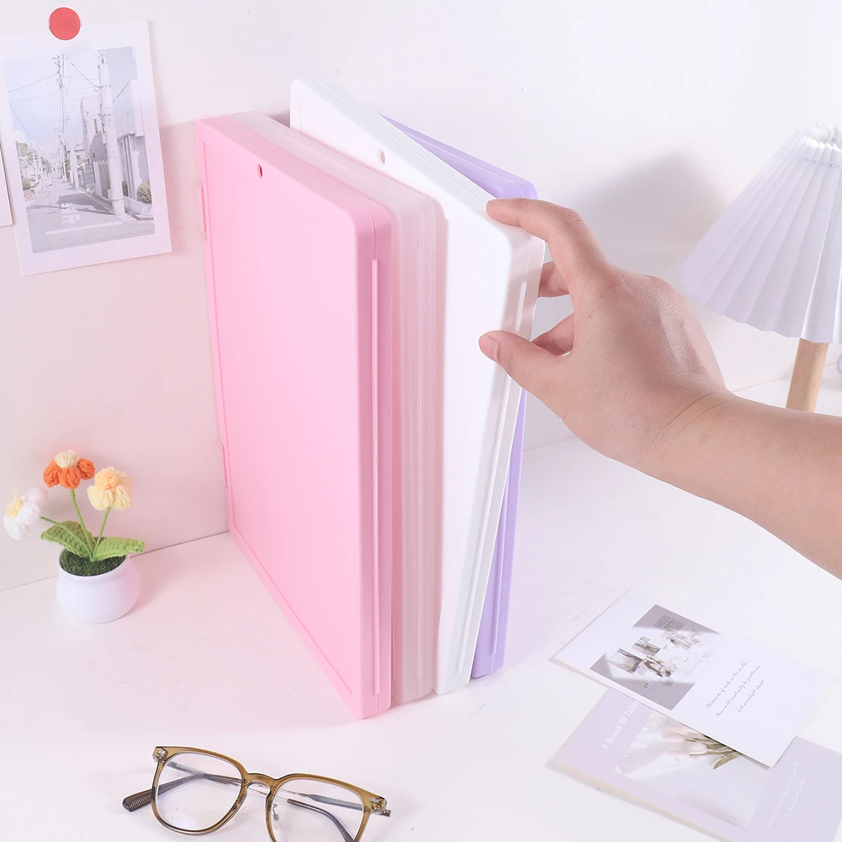 1 PC A4 File Box 2-in-1 Portable Document & Photo Storage Organizer Tool Without Clips Writing Board for Office Use view 5