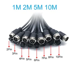 M16 1M 2M 5M 10M 2pin-10Pin GX16 male to female Aviation Video Extension connect cable  for car camera system