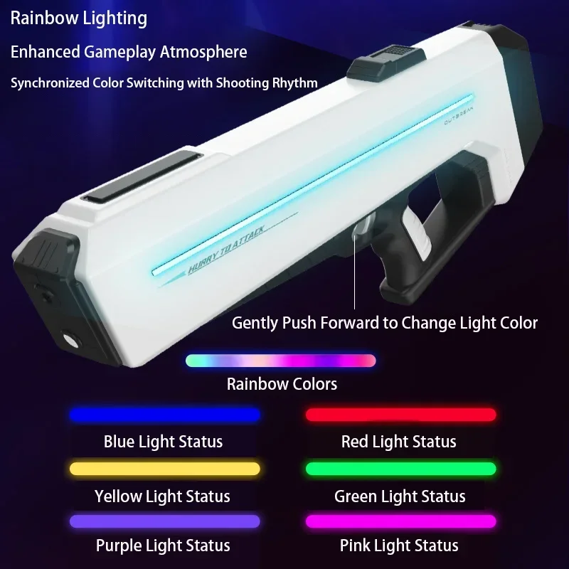 Korean Adult Electric Water Gun Toys, 2024 New Battle Shooting Water Gun with LED Lights Summer Outdoor Children's Gift