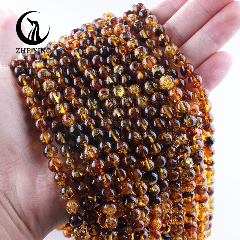 

Zhe Ying Natural Piebald Amber Beads 8mm Piebald Amber Crystal Beads Gift Gemstone Beads for Braceler Pendant Jewelry