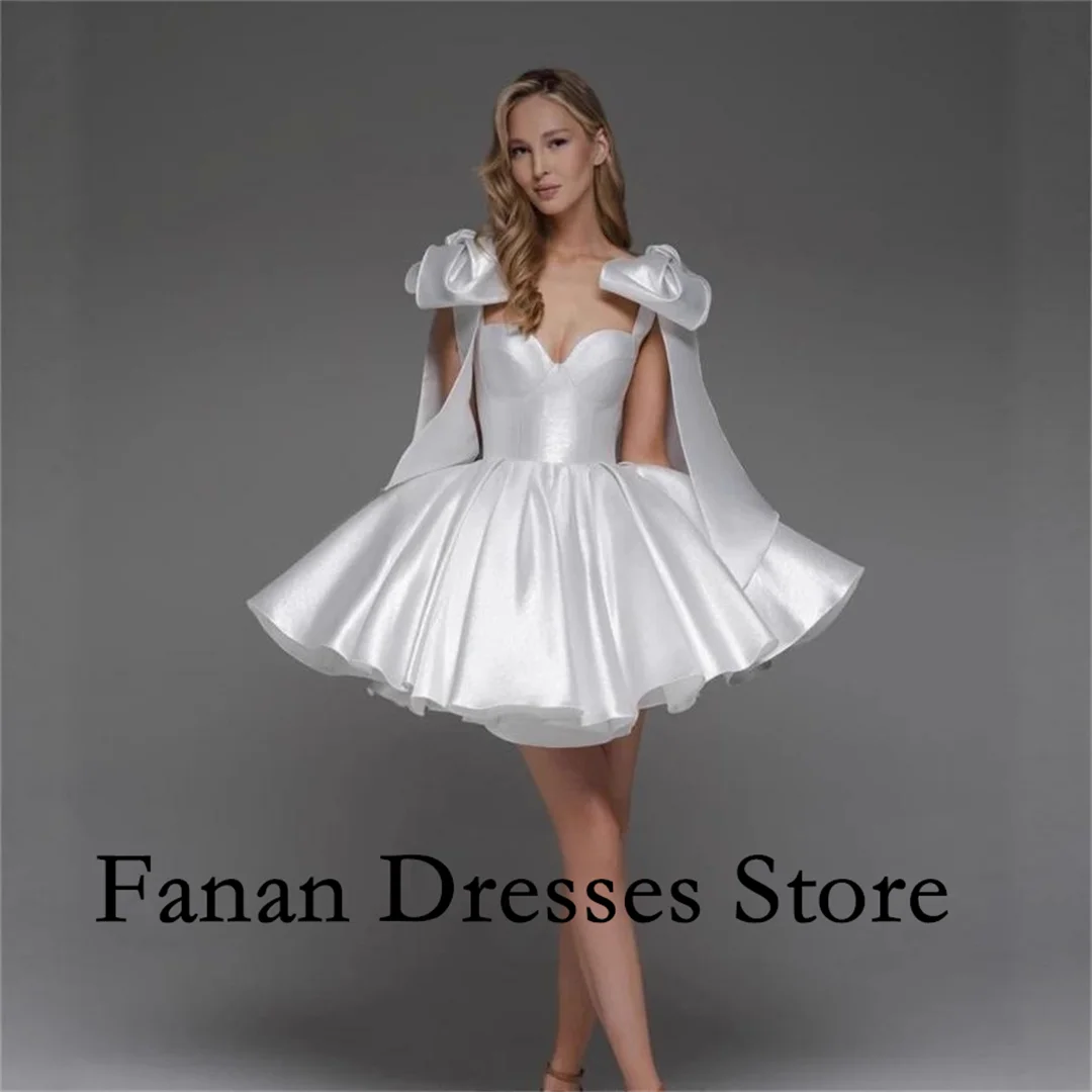 FANAN Korea A라인 스윗하트 오간자 미니 무릎 위 민소매 코르셋 웨딩드레스 웨딩드레스 아이보리 맞춤 제작 예쁜