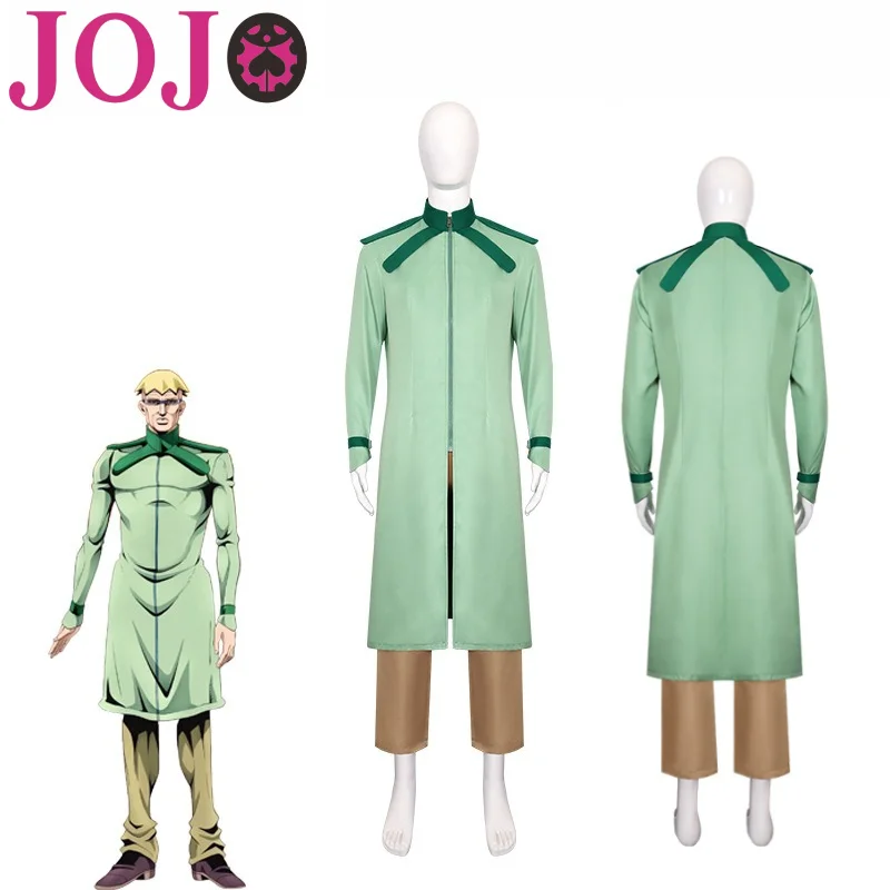 Disfraz de Cosplay de JOJO Steven Steel 2026 Parte 7, Camisa Verde, Pantalones, Accesorios, Traje de Personaje de Anime para Halloween y Comic Con