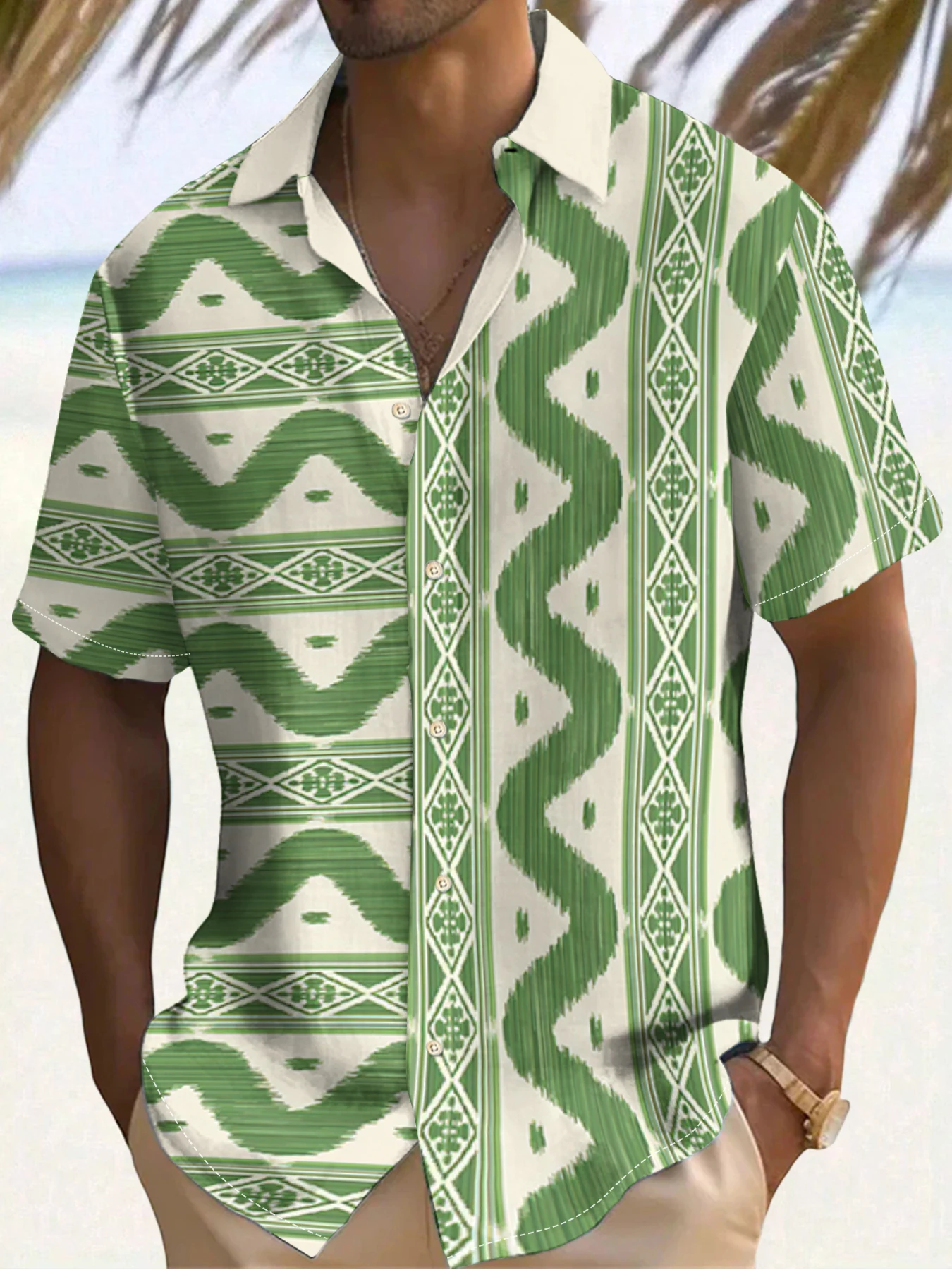 

Simple Men's Shirts Summer Outdoor Casual Short-sleeved Shirts Fashionable Tops Retro Striped Printing OverSize Men's Clothing