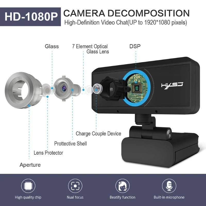 LX0B 1080P USB Webcam Web Camera Built-in Stereo Microphone Computer Camera Full Video Call For Laptop Live Equipment Replace