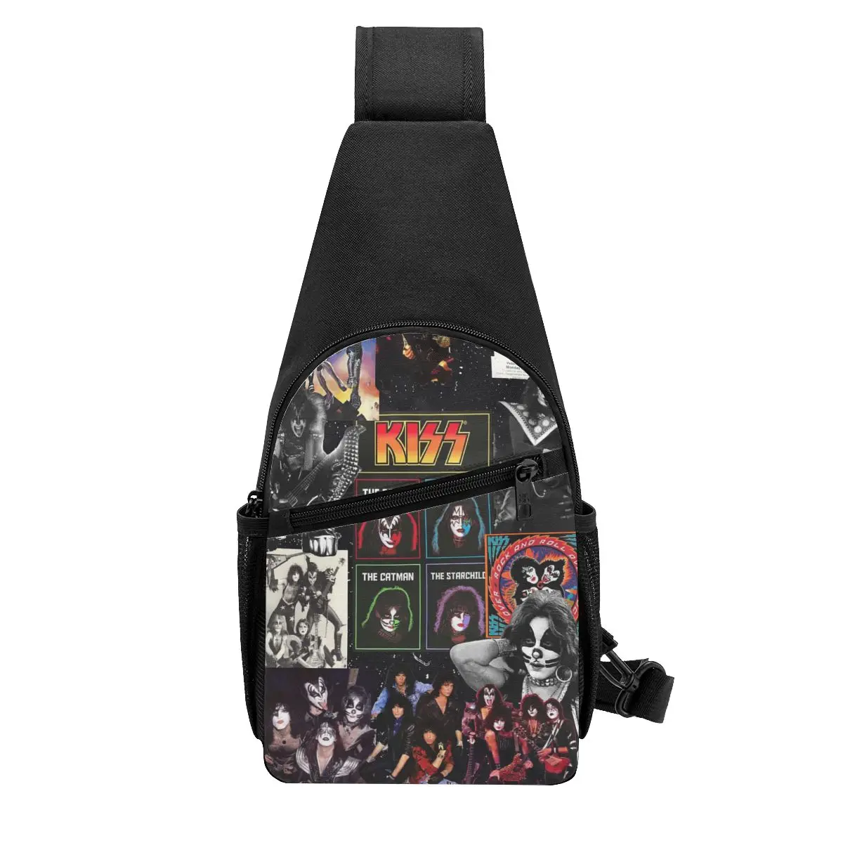 Heavy Metal Rock Music Band Kiss Chest Bag Men Sling Crossbody Backpack Chest Bag Traveling Hiking Daypack Shoulder Bag