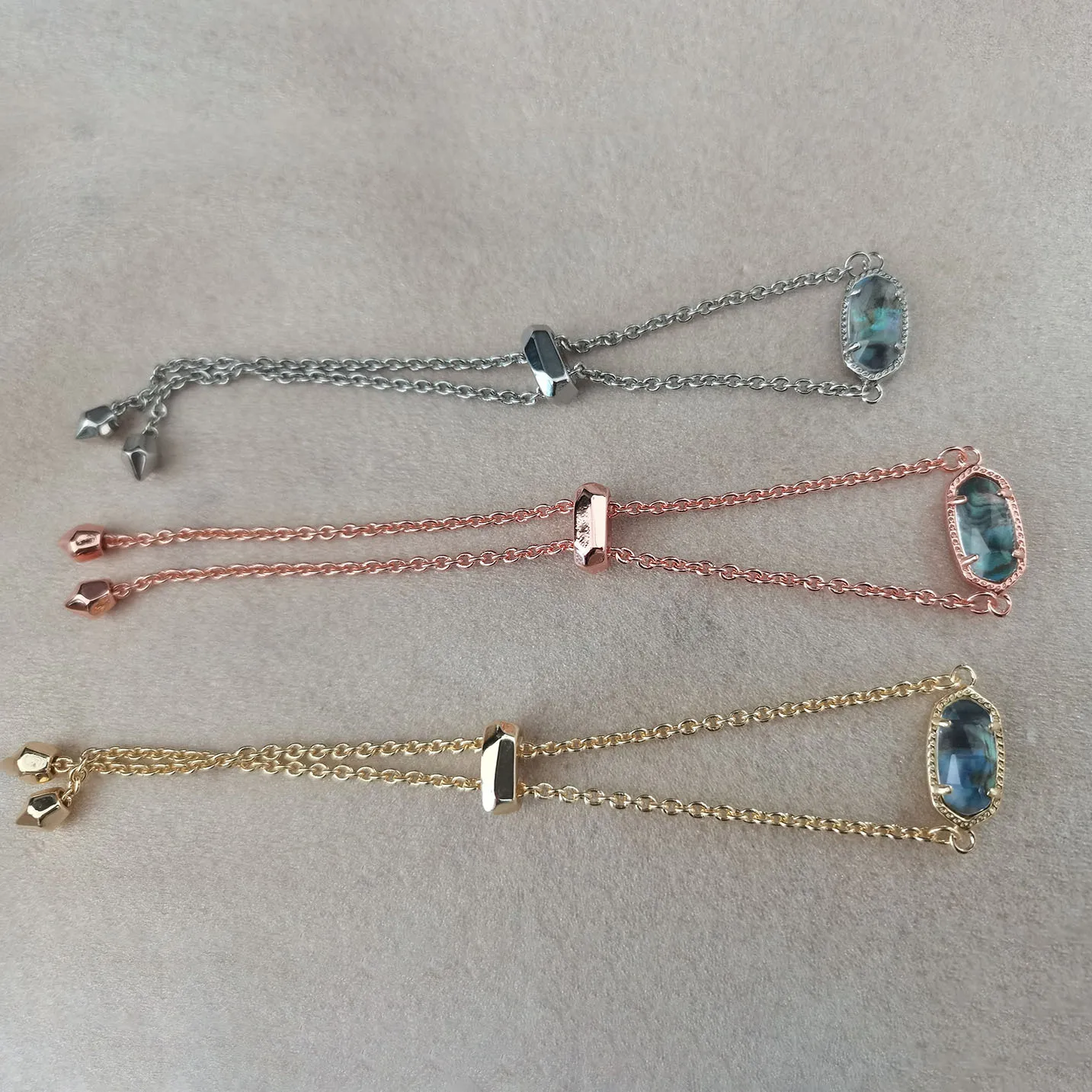 

Foreign Trade Jewelry Simple Oval Abalone Shell Bracelet Stretchable Copper Electroplating Real Gold