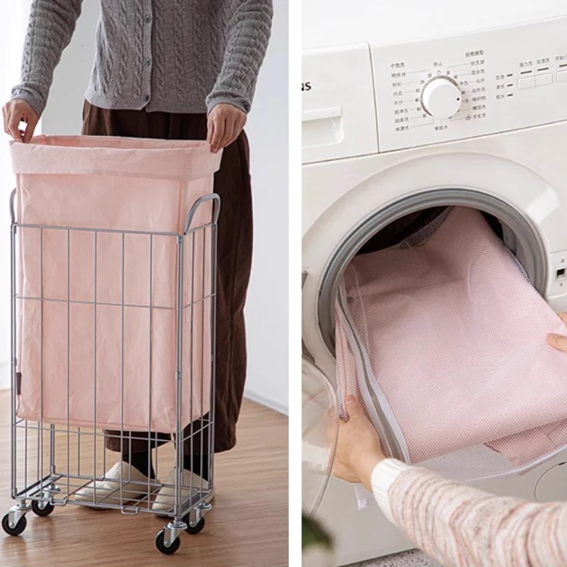 36L Detachable Fabric Foldable Laundry Hamper-Waterproof Square Storage Basket with Wheels for Bathroom Clothes Organization