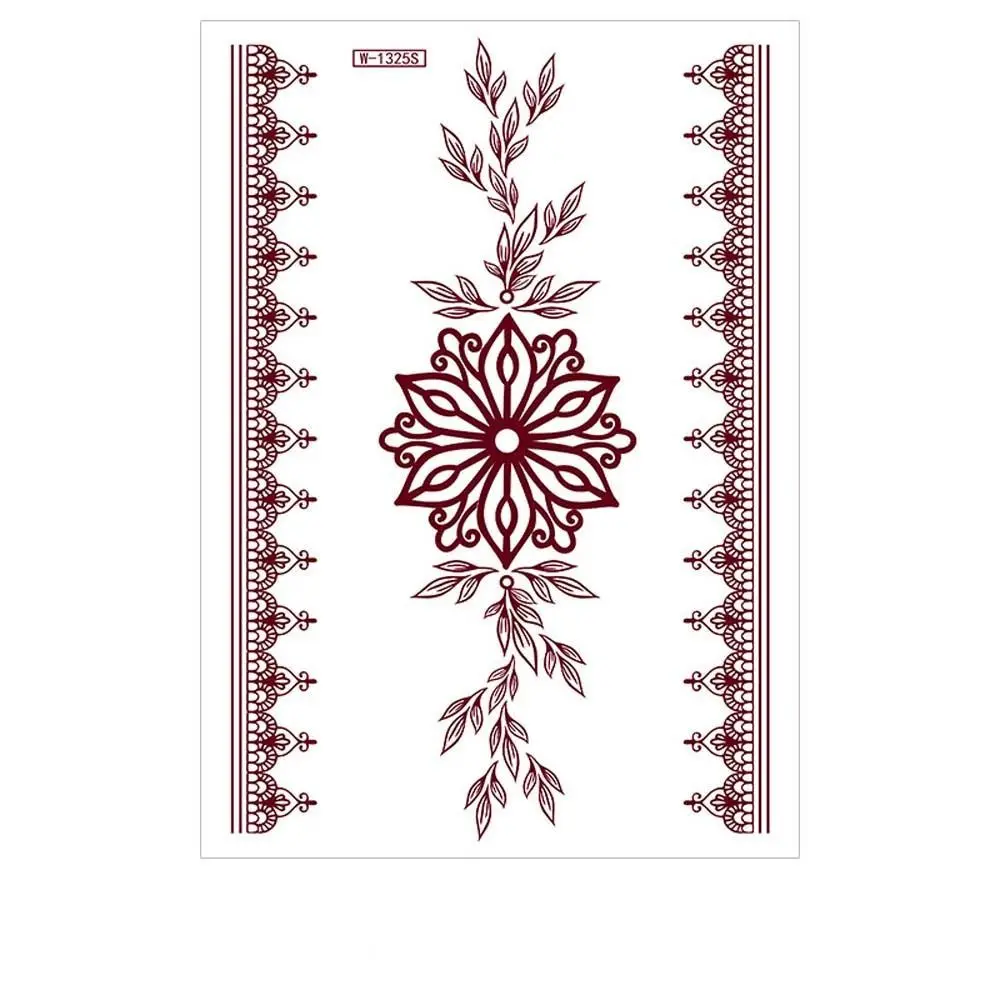 

Красные наклейки Менди, татуировки хной, наклейки для переноса воды, поддельные татуировки для женщин, красные татуировки хной, наклейки, кружевные татуировки