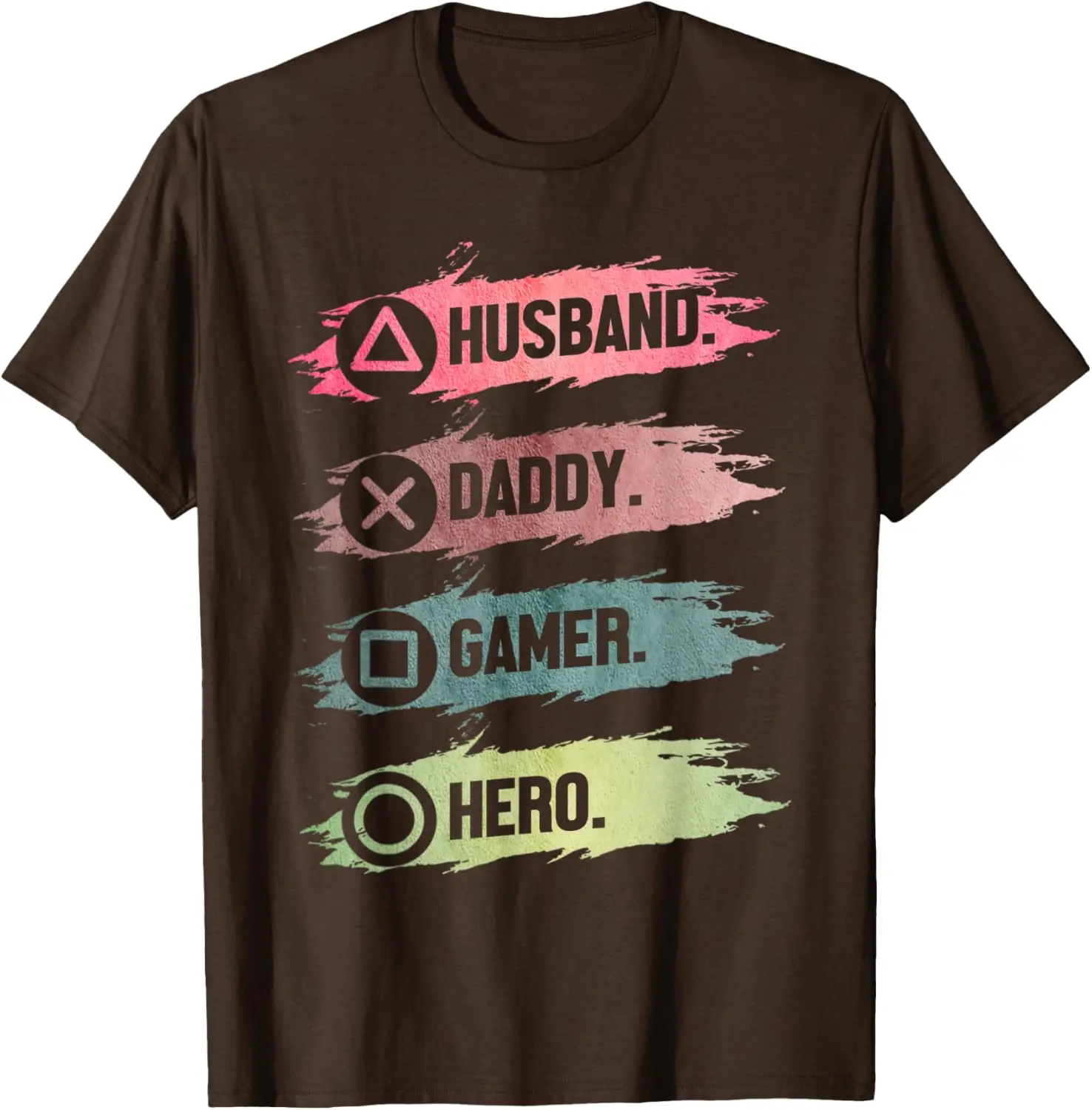 Mens Husband Daddy Gamer Hero Funny Gaming Dad Father's Day T-Shirt
