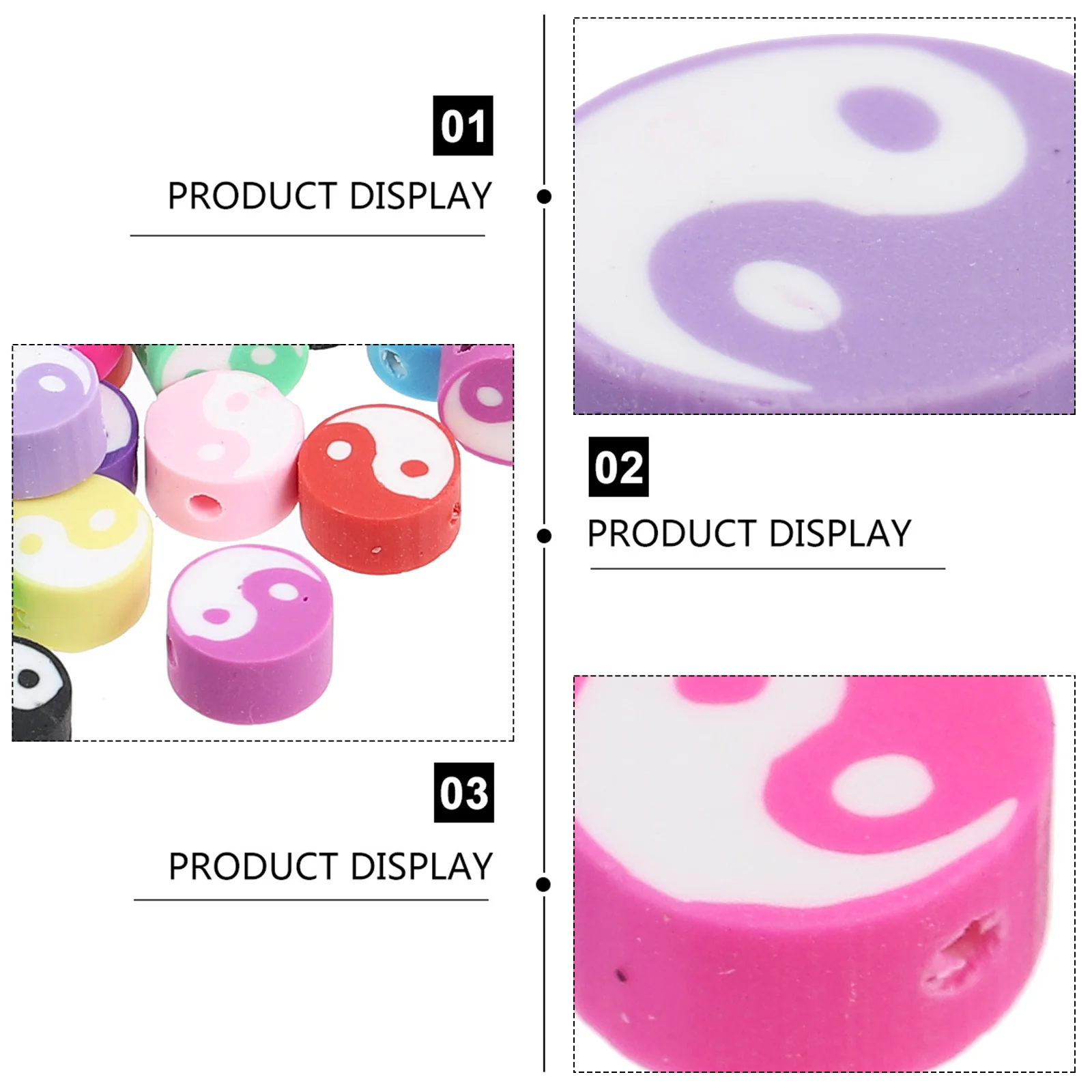 

100Pcs Yin Yang Loose Beads Tai Chi Spacer Beads DIY Jewelry Making Bracelet Necklace Craft Bead Charms Bead Charm