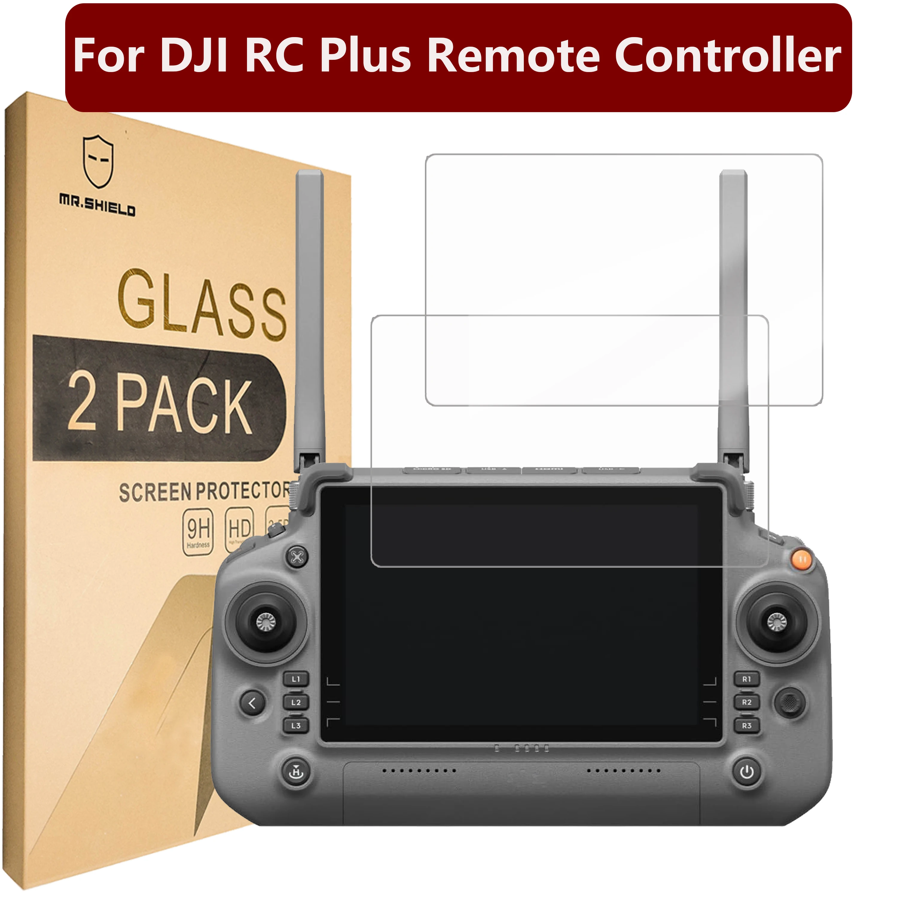 Mr.Shield Screen Protector compatible with DJI RC Plus Remote Controller [Tempered Glass] [2-PACK] [Japan Glass]