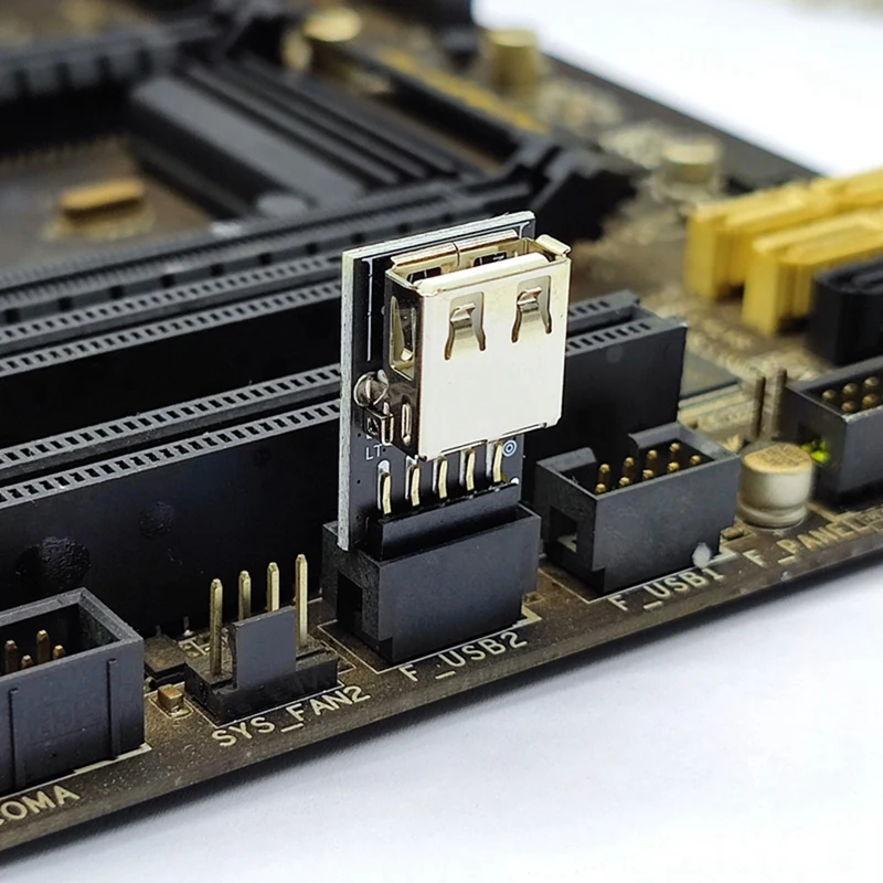 9Pin to 1 Port USB Adapter Connector PC Internal Motherboard 9Pin to USB2.0 Type A Female Converter for Desktop Computer-DTD2