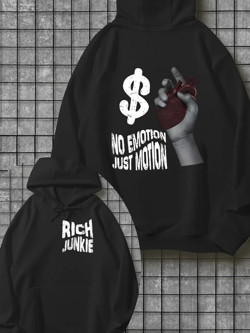 

2025 Autumn and Winter Casual Hoodie _no Emotion Motion_ Print Double Sided High-end Luxury Is for Both Men and Women Top Y2k