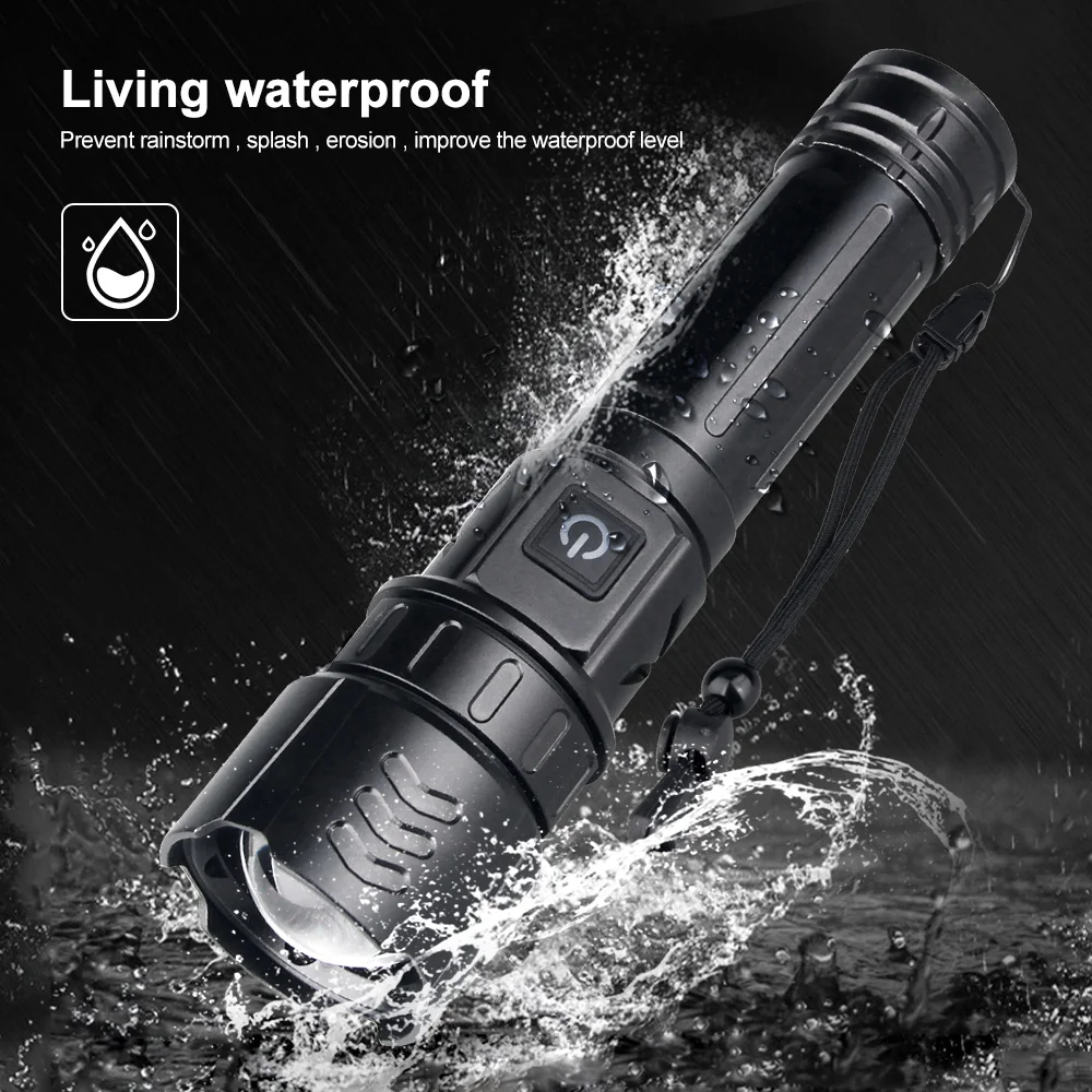 Super Bright 50000lm LED Tactical Hunting Flashlight Set Zoom Torch Night Vision IR Flashlight High Focus Lantern 18650 Battery