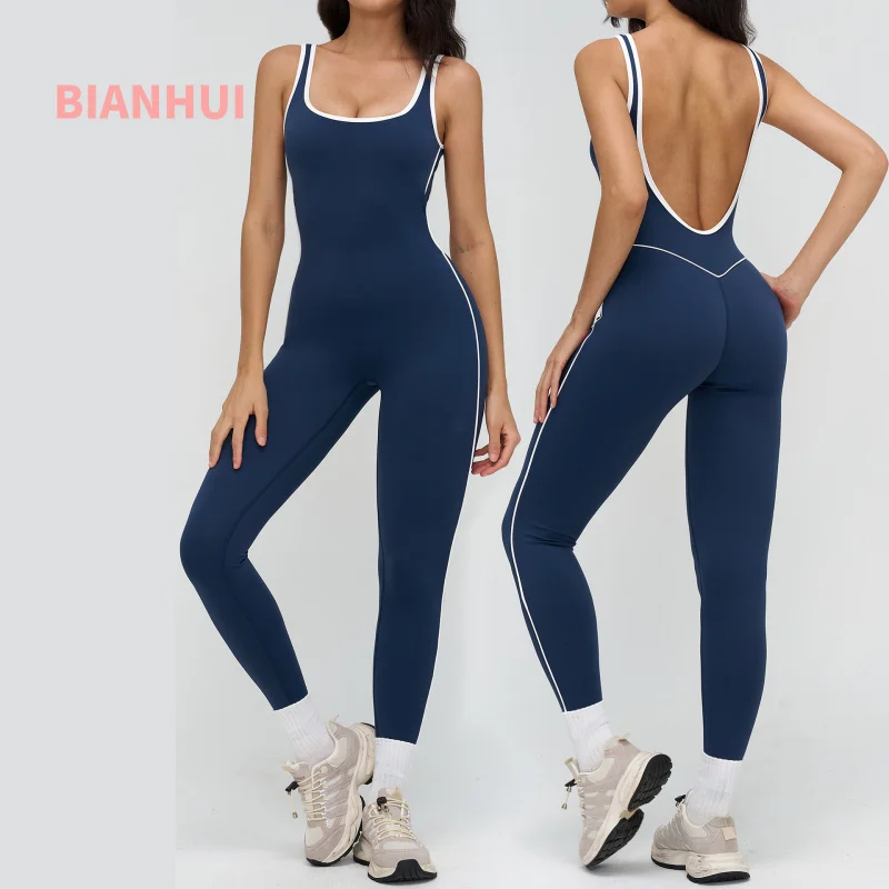 

Боди для йоги с цветной отделкой и квадратным вырезом Одежда для фитнеса Спортивное компрессионное боди для бега для женщин Одежда для тренировок Женская