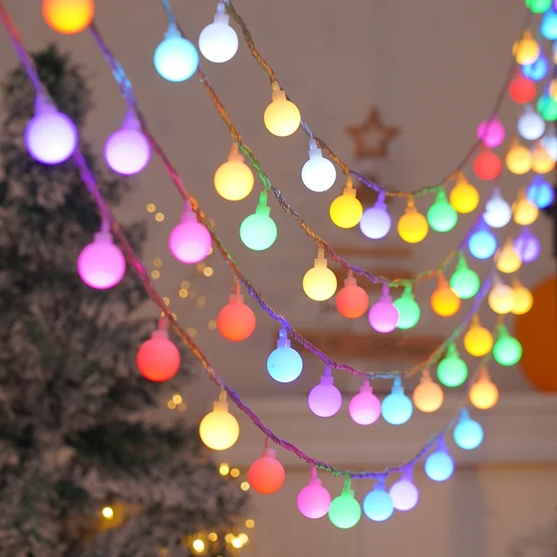 Small White Ball String Lights Battery Powered Indoor LED Light Holiday Lighting for Christmas Wedding Bedroom Party Decorations