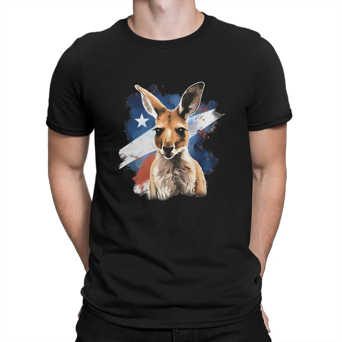 With Patriotic Art Style Polyester TShirt Australian Kangaroo Top Quality Hip Hop Graphic  T Shirt Short Sleeve