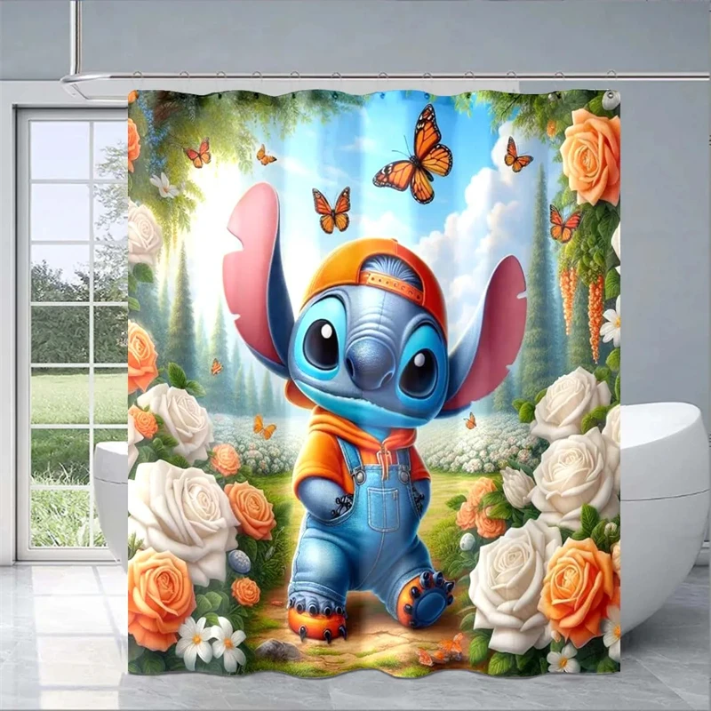 Stitch Shower Curtain Cute Cartoon Anime Waterproof Anti-corrosion Bathroom Accessories Restroom Decoration Home Decor Curtain