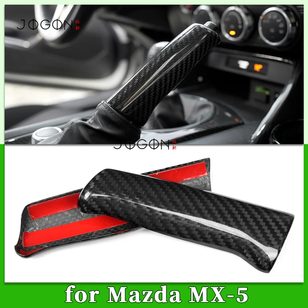 

2 шт., салон автомобиля из углеродного волокна, центральная ручка ручного тормоза, накладка, аксессуары для Mazda MX-5 MX5 Miata ND 2016 2017 2018-2023