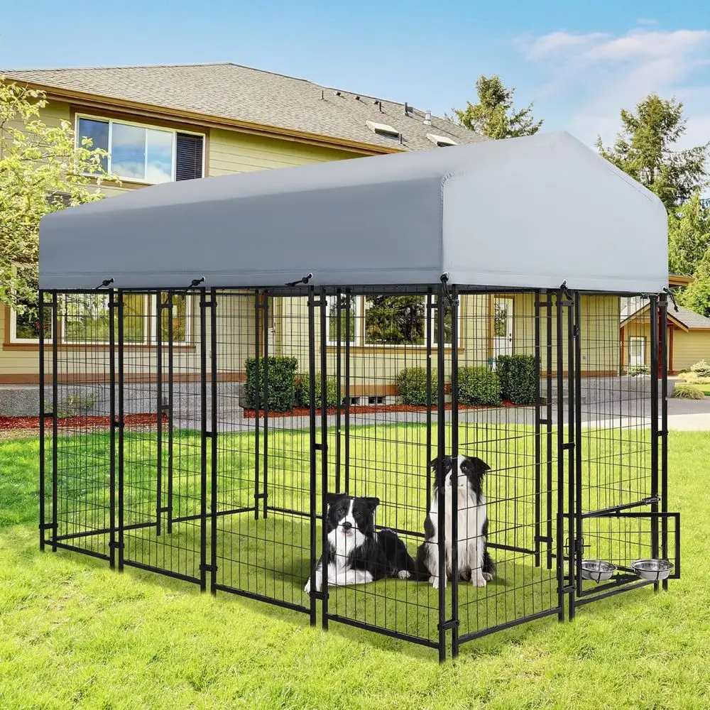 

Вольер для собак 8x4x6 футов, уличный, для крупных собак, с защитой от УФ-излучения и водонепроницаемым покрытием, двойная защита