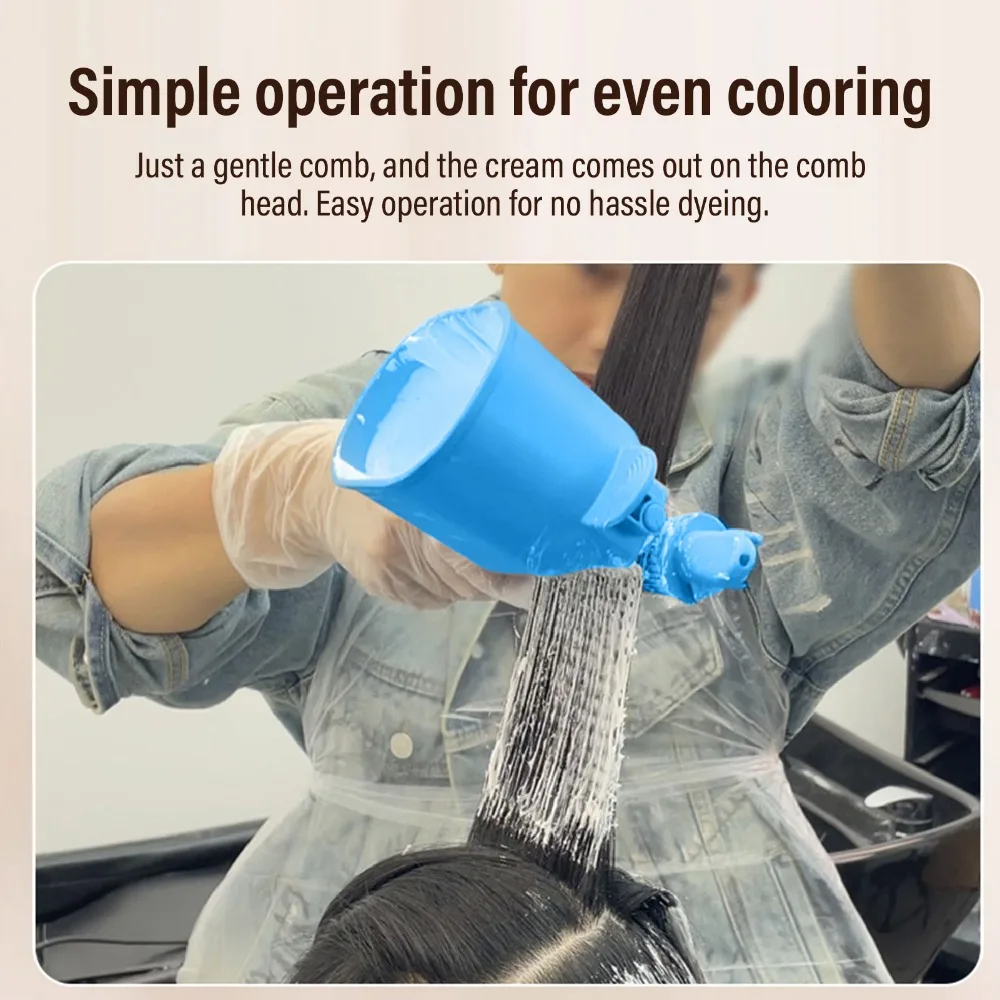Ergonomic Handle Automatic Hair Coloring Applicator Roller Comb Easy to Use Hair Dye Cream Applicator Automatic Professional